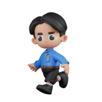 3d Character Teacher Running Pose. 3d render isolated on transparent backdrop. png