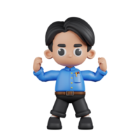 3d Character Teacher Looking Strong Pose. 3d render isolated on transparent backdrop. png