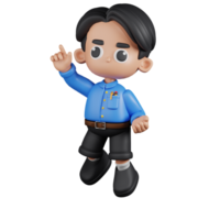 3d Character Teacher Happy Jumping Pose Pose. 3d render isolated on transparent backdrop. png