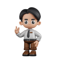 3d Character Businessman Giving Advise Pose. 3d render isolated on transparent backdrop. png