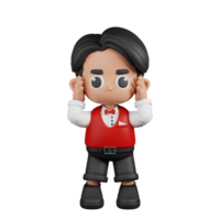 3d personagem garçonete tonto pose. 3d render isolado em transparente pano de fundo. png