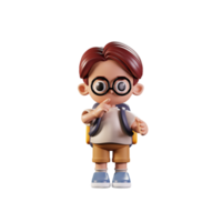 3d Character Student Quiet Pose. 3d render isolated on transparent backdrop. png