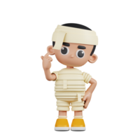 3d Character Mummy Giving Mini Love Pose. 3d render isolated on transparent backdrop. png