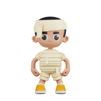 3d Character Mummy Hero Stance Pose. 3d render isolated on transparent backdrop. png
