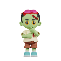 3d Character Zombie Curious Pose. 3d render isolated on transparent backdrop. png