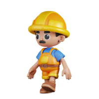 3d personagem construtor caminhando pose. 3d render isolado em transparente pano de fundo. png