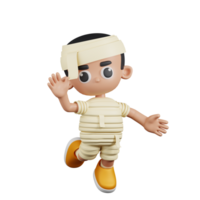 3d Character Mummy Happy Pose. 3d render isolated on transparent backdrop. png