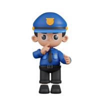 3d Character Policeman Quiet Pose. 3d render isolated on transparent backdrop. png