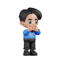 3d Character Teacher Affraid Pose. 3d render isolated on transparent backdrop. png