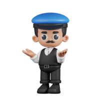 3d Character Driver Confused Pose. 3d render isolated on transparent backdrop. png