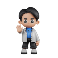 3d Character Doctor Doing The Stop Sign Pose. 3d render isolated on transparent backdrop. png