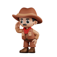 3d karakter cowboy op zoek houding. 3d geven geïsoleerd Aan transparant achtergrond. png