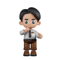 3d Character Businessman Quiet Pose. 3d render isolated on transparent backdrop. png