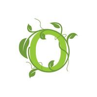 Initial letter O with green circle leaf vector logo