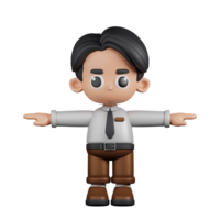 3d Character Businessman T Pose. 3d render isolated on transparent backdrop. png