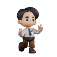 3d personnage homme d'affaire sentiment content pose. 3d rendre isolé sur transparent toile de fond. png