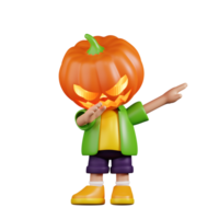 3d Character Pumpkin Showing DAB Pose. 3d render isolated on transparent backdrop. png