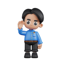 3d Character Teacher Greeting Pose. 3d render isolated on transparent backdrop. png