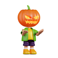 3d Character Pumpkin Angry Pose. 3d render isolated on transparent backdrop. png