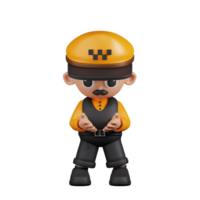 3d Character Taxi Driver Holding Something Pose. 3d render isolated on transparent backdrop. png