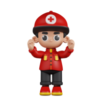 3d Character Paramedic Excited Pose. 3d render isolated on transparent backdrop. png