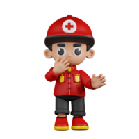 3d Character Paramedic Surprised Pose. 3d render isolated on transparent backdrop. png