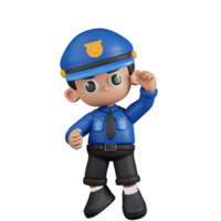 3d Character Policeman Congrats Pose. 3d render isolated on transparent backdrop. png