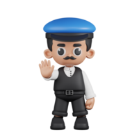 3d Character Driver Doing The Stop Sign Pose. 3d render isolated on transparent backdrop. png