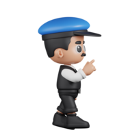 3d personagem motorista toque pose. 3d render isolado em transparente pano de fundo. png