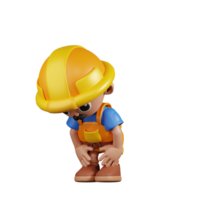 3d Character Builder Taking A Break Pose. 3d render isolated on transparent backdrop. png