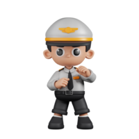 3d personagem piloto pronto para luta pose. 3d render isolado em transparente pano de fundo. png