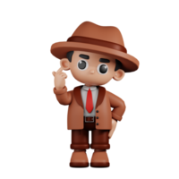 3d Character Detective Giving Mini Love Pose. 3d render isolated on transparent backdrop. png