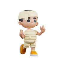 3d Character Mummy Feeling Happy Pose. 3d render isolated on transparent backdrop. png