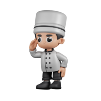 3d Character Chef Looking Pose. 3d render isolated on transparent backdrop. png