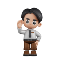 3d Character Businessman Greeting Pose. 3d render isolated on transparent backdrop. png