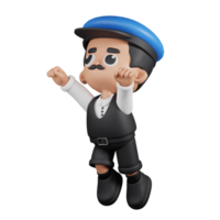 3d personaje conductor superhéroe pose. 3d hacer aislado en transparente fondo. png