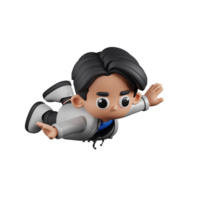 3d Character Doctor Flying Pose. 3d render isolated on transparent backdrop. png