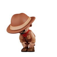 3d Character Cowboy Taking A Break Pose. 3d render isolated on transparent backdrop. png