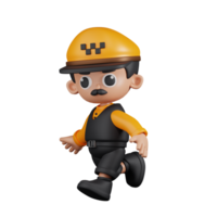 3d personaje Taxi conductor corriendo pose. 3d hacer aislado en transparente fondo. png