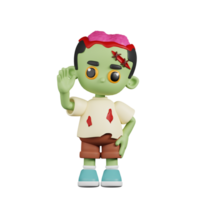 3d personnage zombi salutation pose. 3d rendre isolé sur transparent toile de fond. png