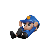 3d personnage policier chute pose. 3d rendre isolé sur transparent toile de fond. png