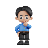 3d Character Teacher Curious Pose. 3d render isolated on transparent backdrop. png