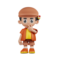 3d personagem artista curioso pose. 3d render isolado em transparente pano de fundo. png