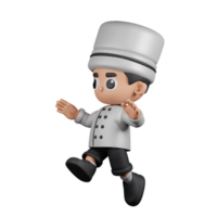 3d Character Chef Jumping Pose. 3d render isolated on transparent backdrop. png