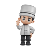 3d personnage chef donnant mini l'amour pose. 3d rendre isolé sur transparent toile de fond. png