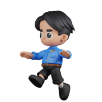 3d Character Teacher Jumping Pose. 3d render isolated on transparent backdrop. png