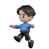 3d personagem professor pulando pose. 3d render isolado em transparente pano de fundo. png