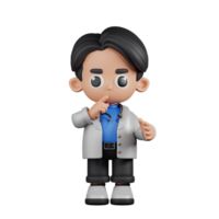 3d Character Doctor Quiet Pose. 3d render isolated on transparent backdrop. png