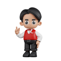 3d Character Waitress Giving Advise Pose. 3d render isolated on transparent backdrop. png