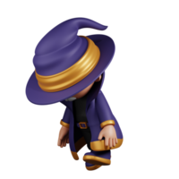 3d Character Wizard Tired Walk Pose. 3d render isolated on transparent backdrop. png